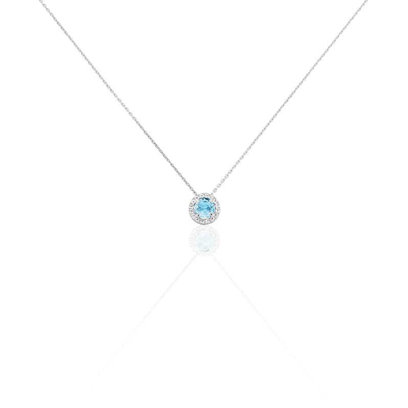 EGA Damen Collier Wei&szlig;gold 375 (9 Karat) Topas Blau 0,920 ct Kreis - Halsketten Damen | OROVIVO