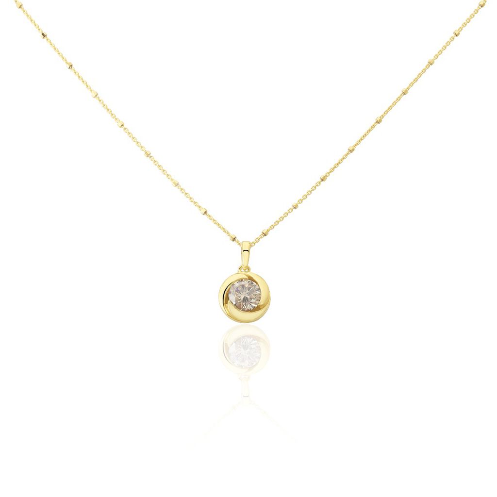 Damen Collier Silber vergoldet 925 Zirkonia Champagner Spirale Yellina - Halsketten Damen | OROVIVO