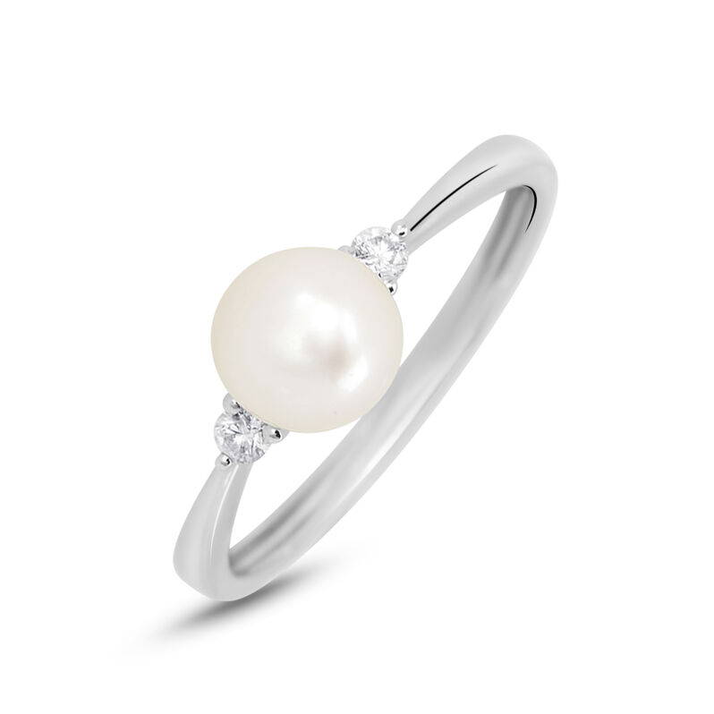 Anello Solitario Gabrielle Precious Oro Bianco Perla D'Acqua Dolce Diamante - Spannringe Damen | OROVIVO