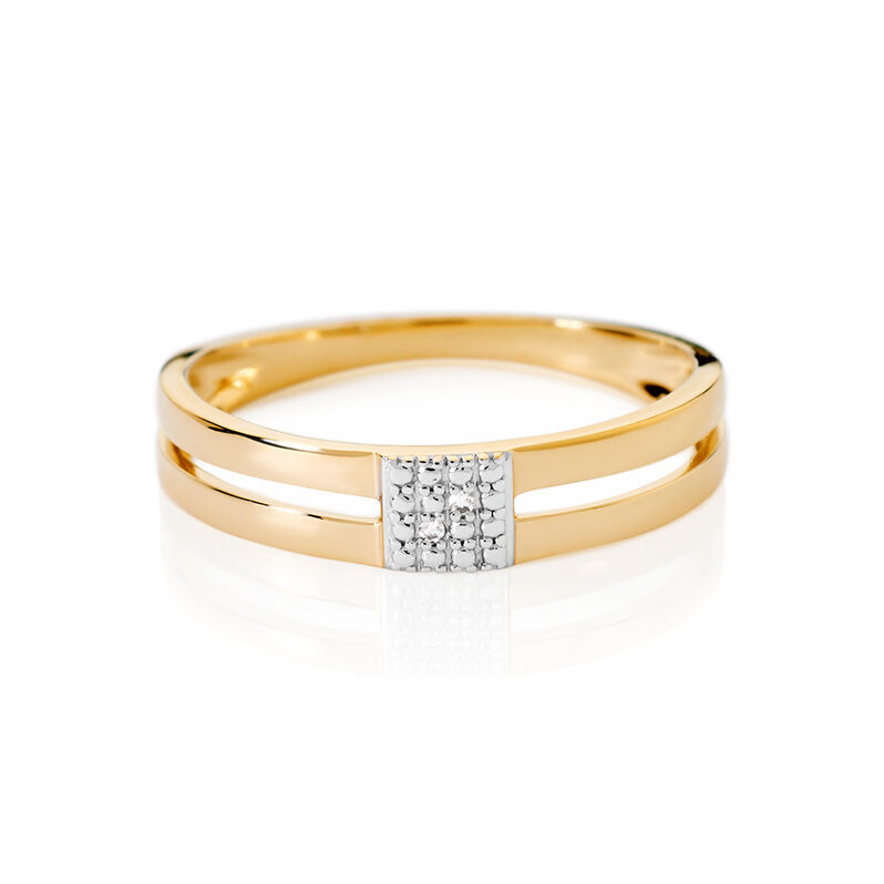 MINELLE Damen Ring Gold 375 (9 Karat) Diamant Wei&szlig; 0,01 ct Viereck - Ringe mit Stein Damen | OROVIVO