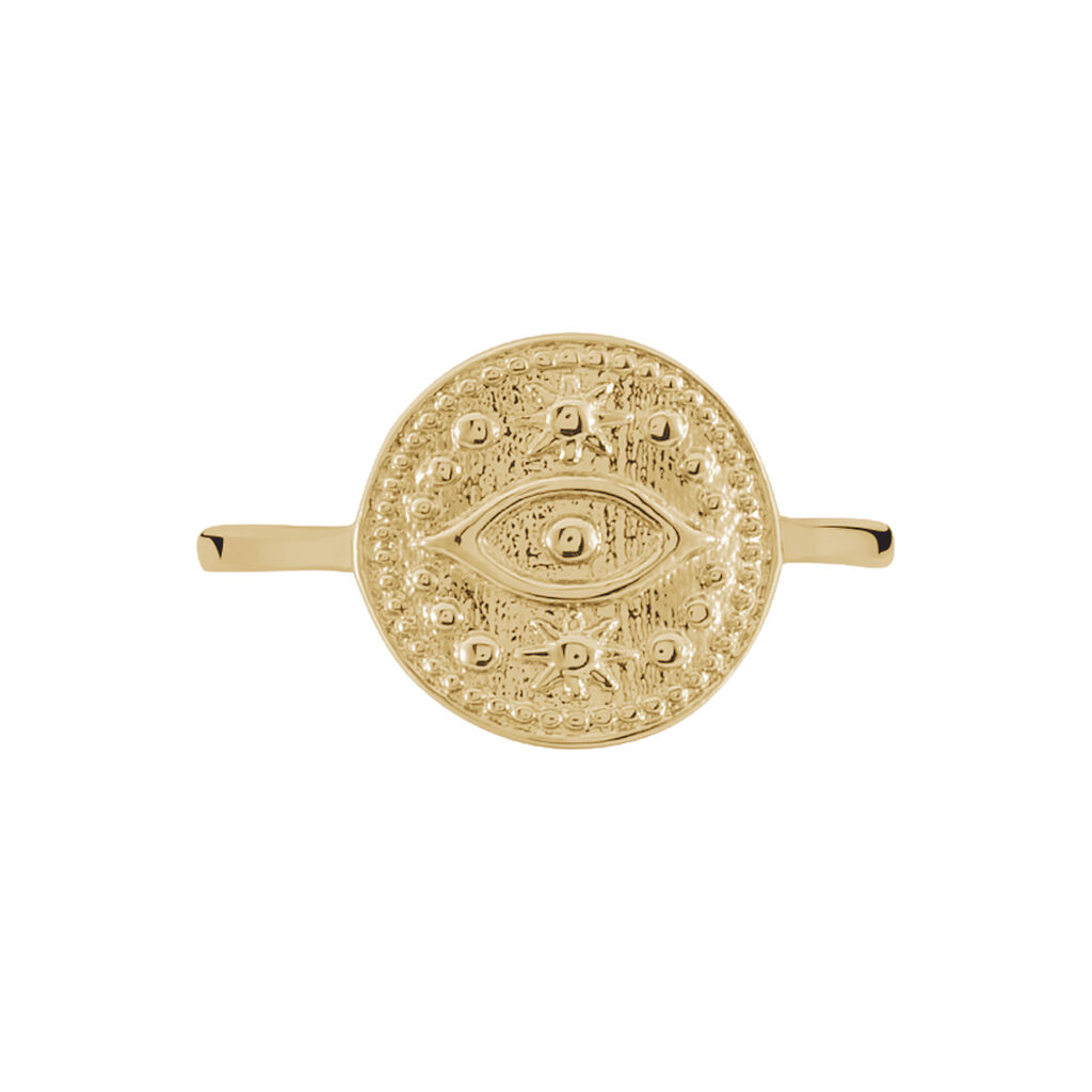 Bague Plaque Or Taneya Forme Ronde Motif œil - Spannringe Damen | OROVIVO