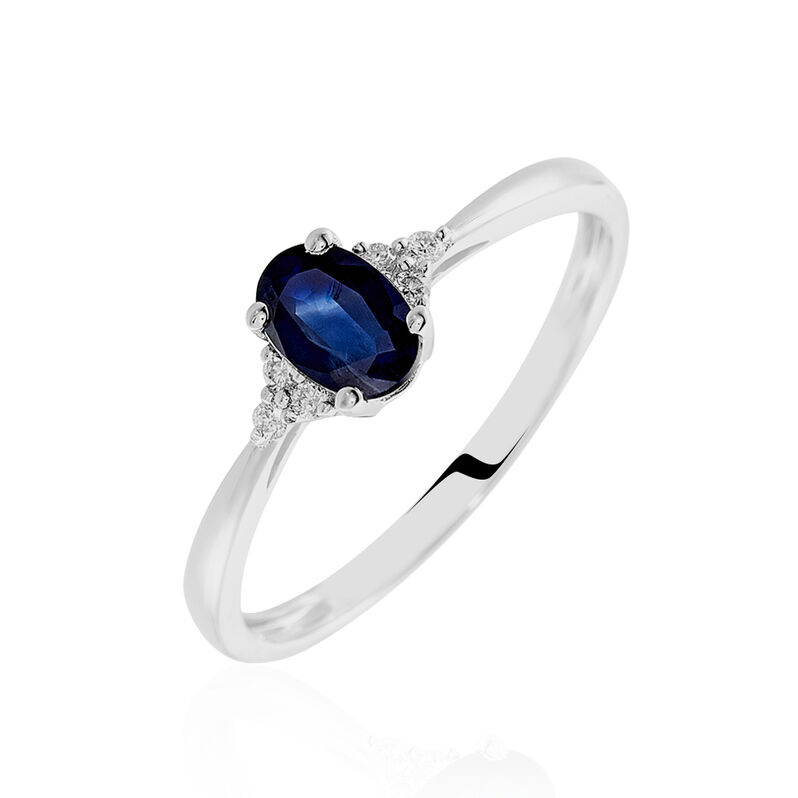 Bague Lea Or Blanc Saphir Et Diamant - Spannringe Damen | OROVIVO