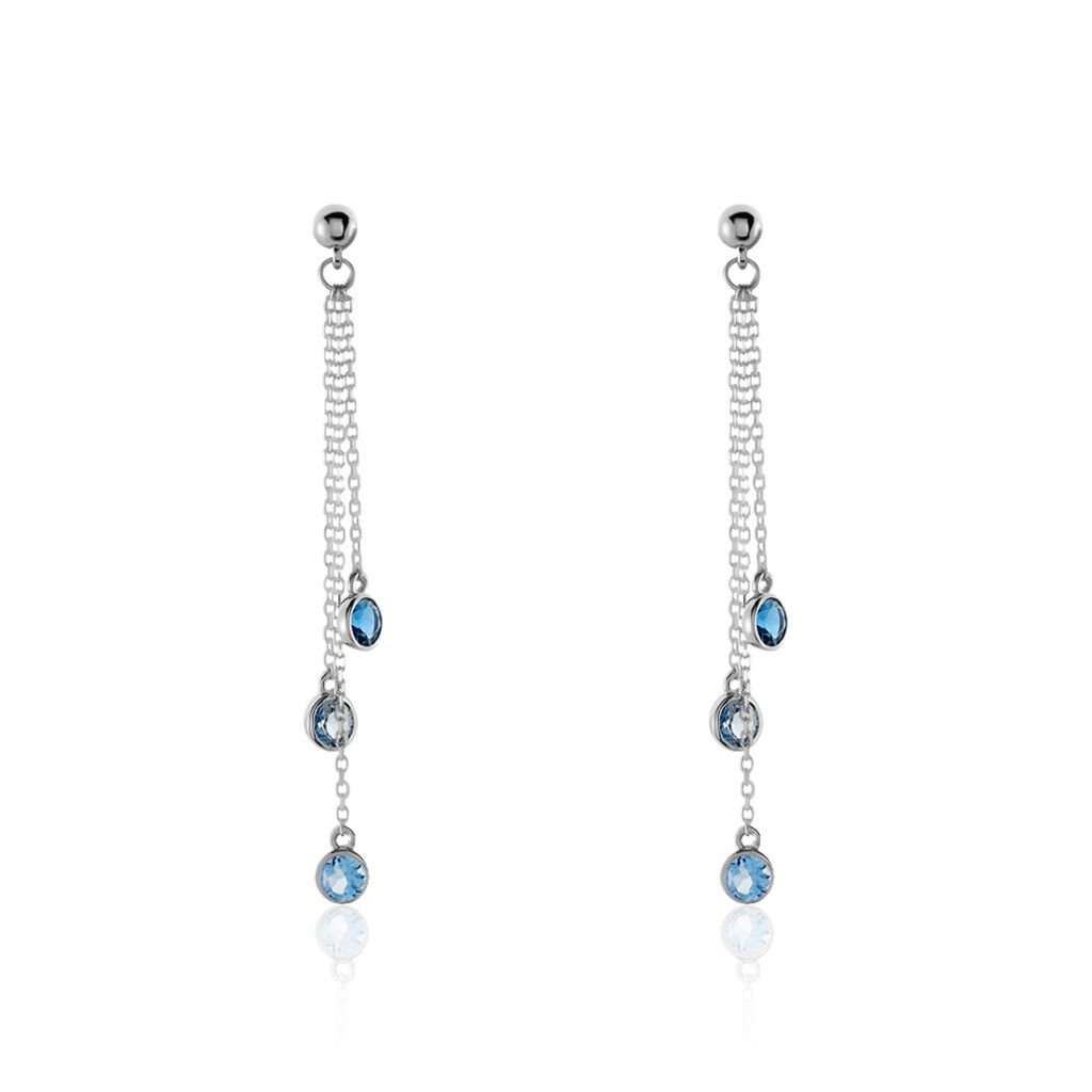 Thumbnail - Damen Ohrringe Lang Weißgold 375 Topas Swiss Blue 0,85ct Ebi , Ohrringe Lang mit Stein