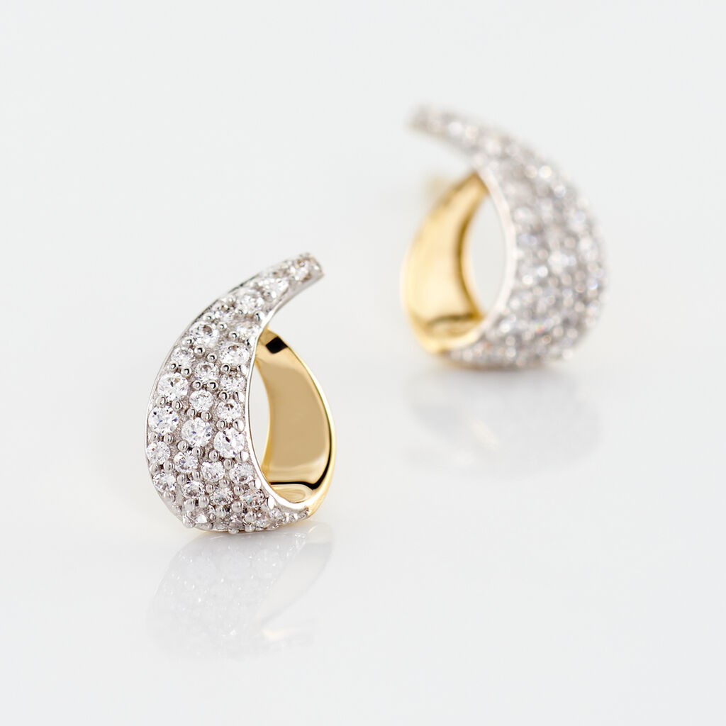 AVEC Damen Ohrstecker Gold 375 (9 Karat) Zirkonia Wei&szlig; 0,35 ct Oval