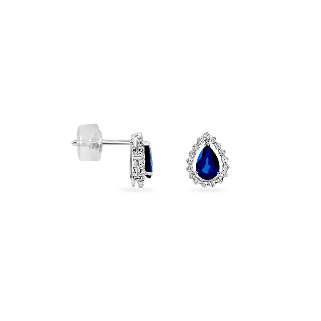 Boucles D'oreilles Puces Maiana Or Blanc Saphir Et Diamant - Spannringe Damen | OROVIVO