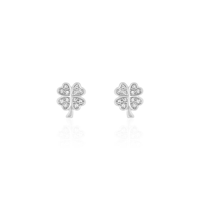 Kinder Ohrstecker Silber 925 Zirkonia Kleeblatt Donnika  - Ohrstecker Kinder | OROVIVO