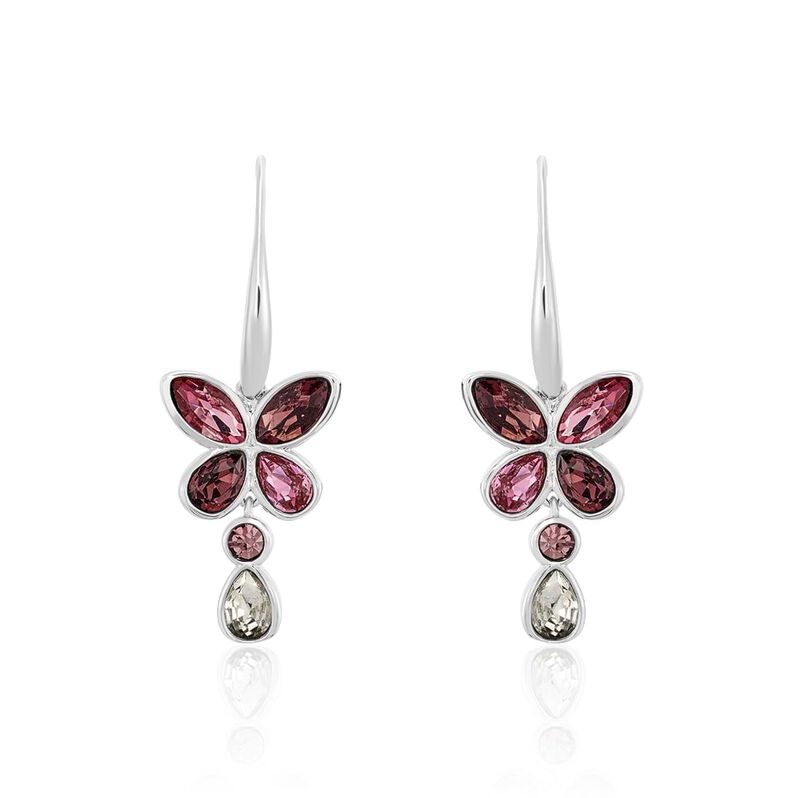 Orecchini a monachella farfalla in metallo rodiato e pietre color rosa - Spannringe Damen | OROVIVO
