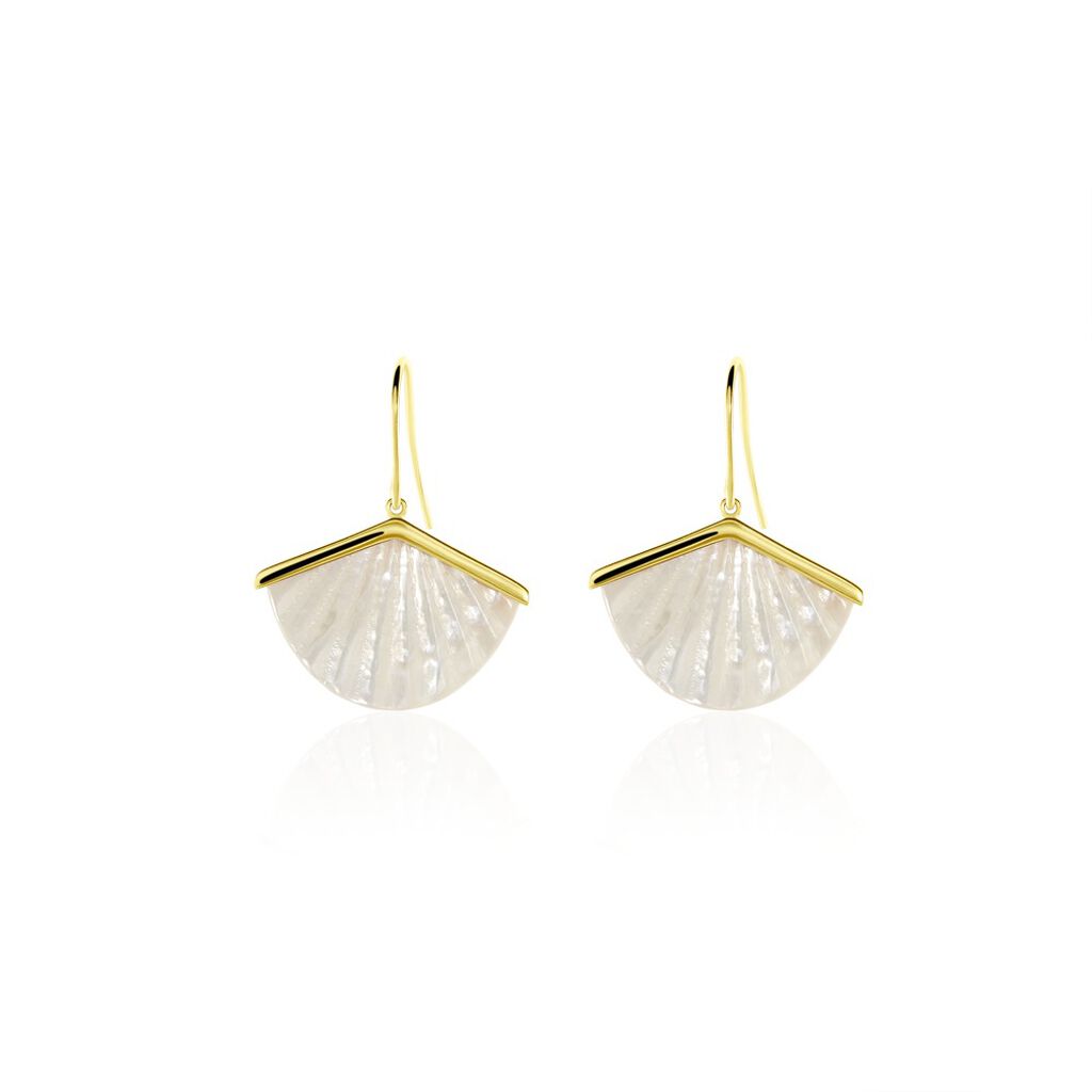 Damen Ohrringe Lang Gold 375 Perlmutt Perlmutt Arielle , Ohrringe Lang mit Stein