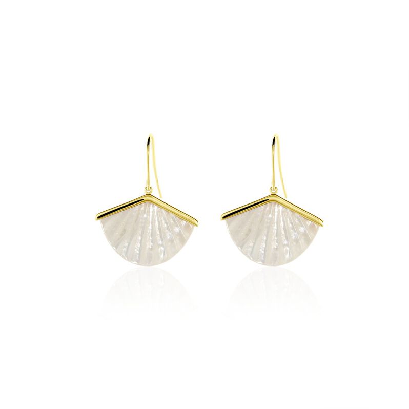 Damen Ohrringe Lang Gold 375 Perlmutt Perlmutt Arielle  - Sommerschmuck Damen | OROVIVO