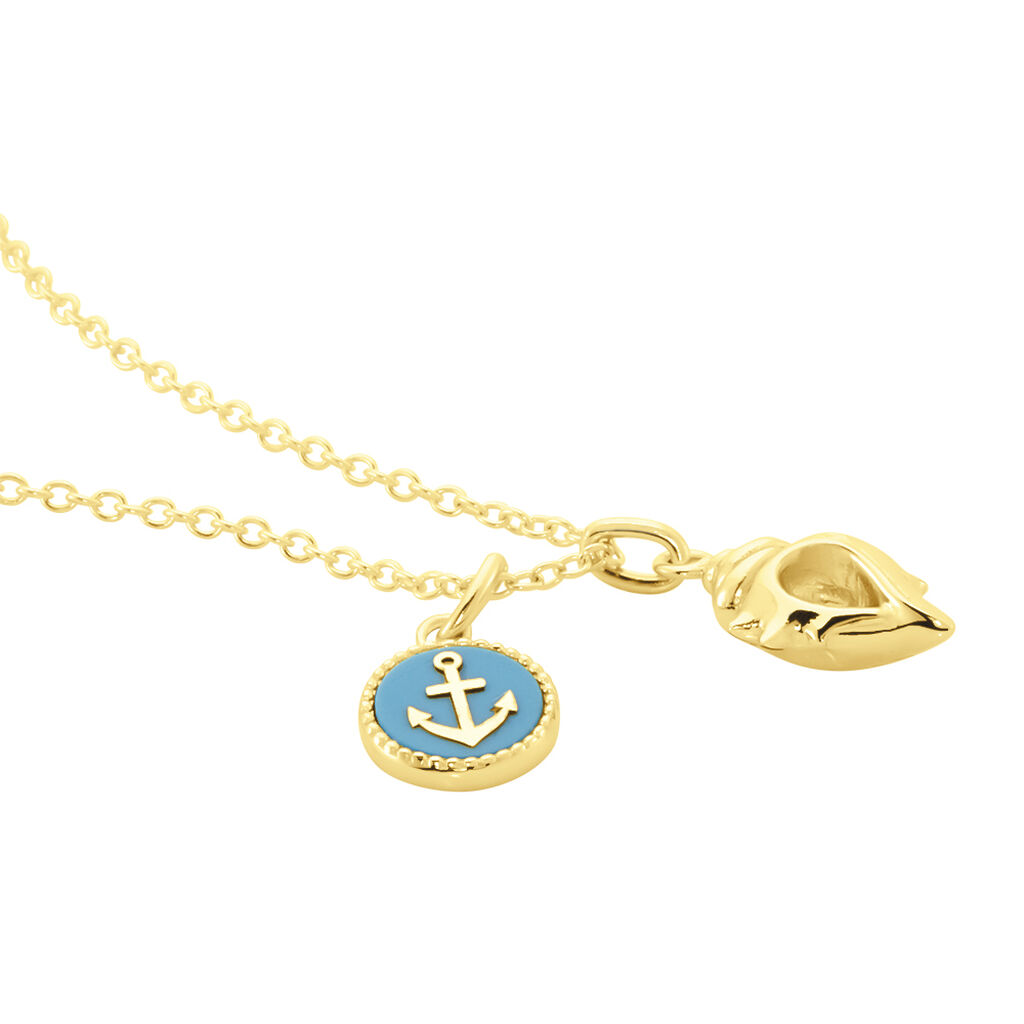 IVETA Damen Collier Silber vergoldet 925 T&uuml;rkis T&uuml;rkis Muschel