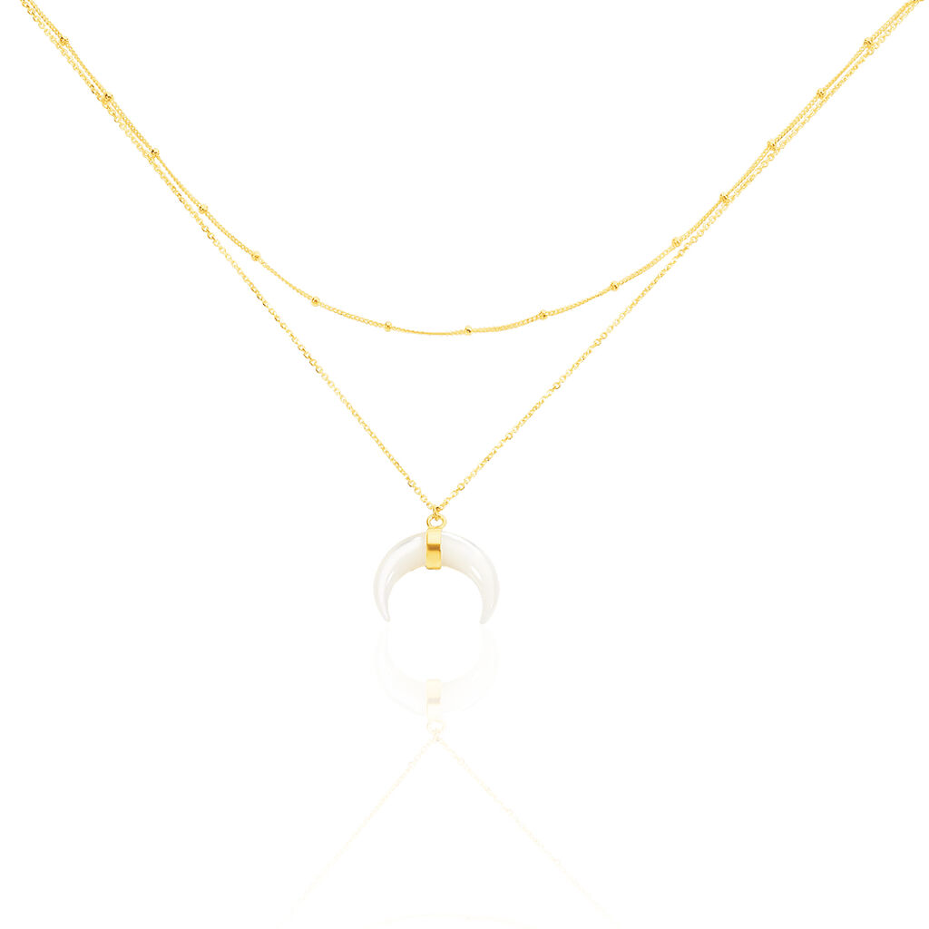 PIERRE Damen Collier Gold 375 (9 Karat) Perlmutt Perlmutt 0,6 ct Mond, Collier mit Stein