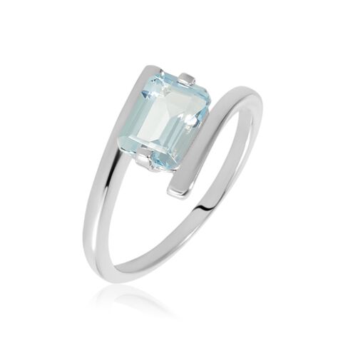 Damen Ring Silber Silber 925 Topas Blau 1,25ct Achteck Sineva  - Hochzeitsringe Damen | OROVIVO