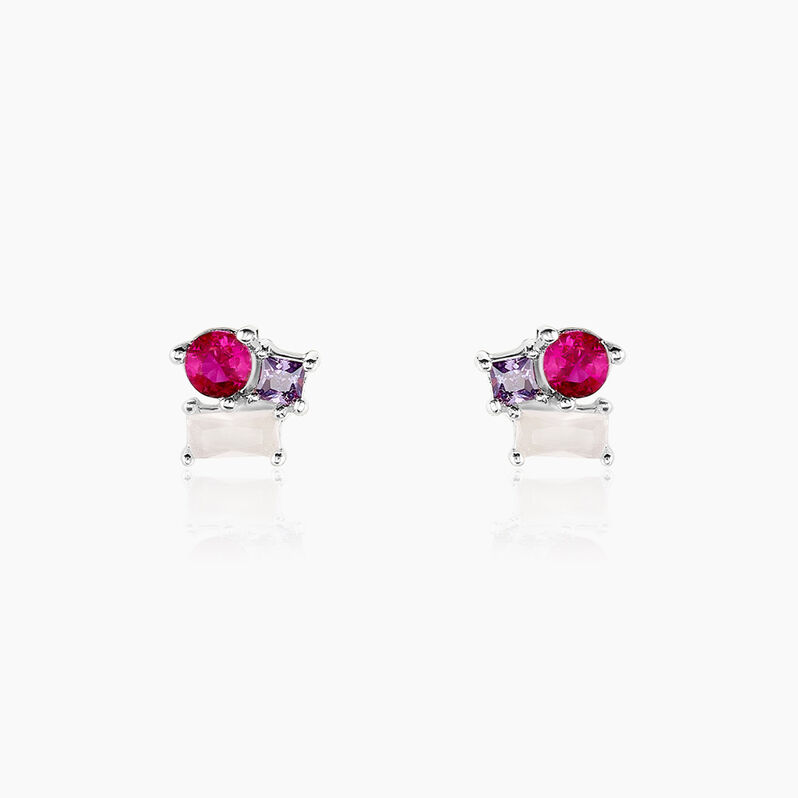 Boucles D'oreilles Puces Doja Argent Weiss Verre Spinelle Oxyde - Spannringe Damen | OROVIVO