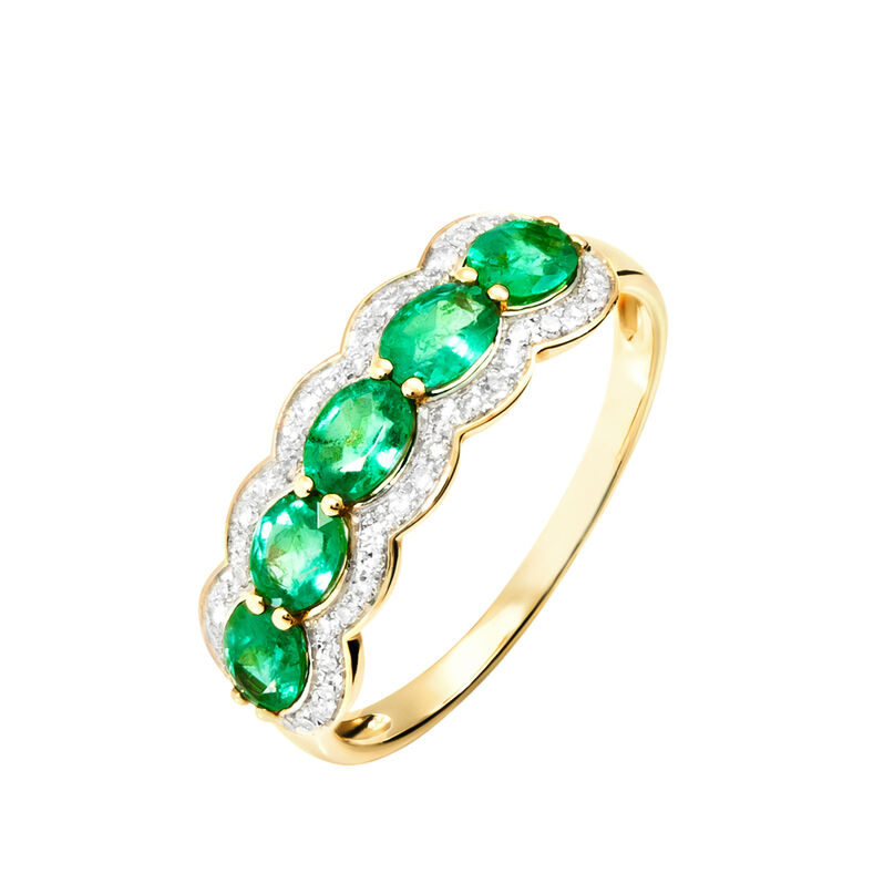 Bague Margaux Or Jaune Emeraude Et Diamant - Spannringe Damen | OROVIVO