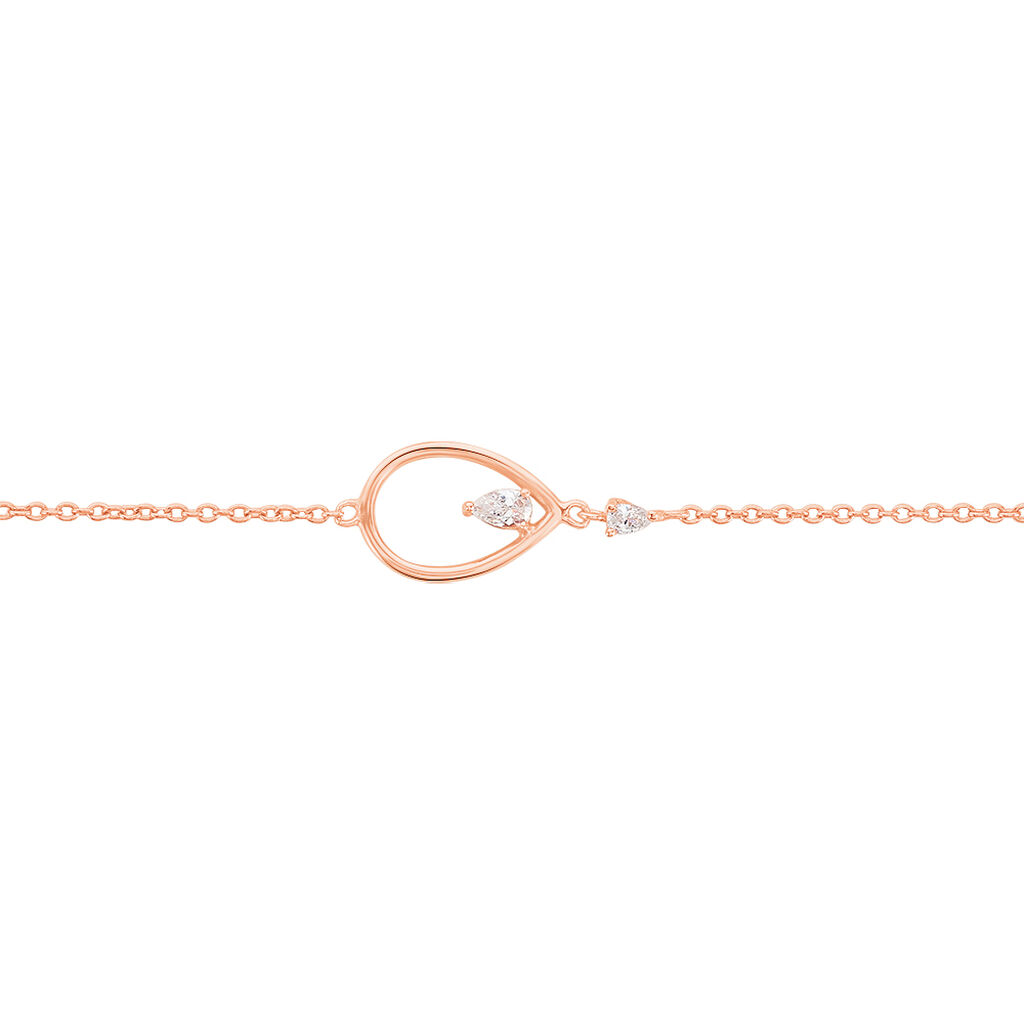 Damen Armband Silber rosevergoldet 925 Zirkonia Tropfen Marie 2 - Armbänder mit Anhänger Damen | OROVIVO
