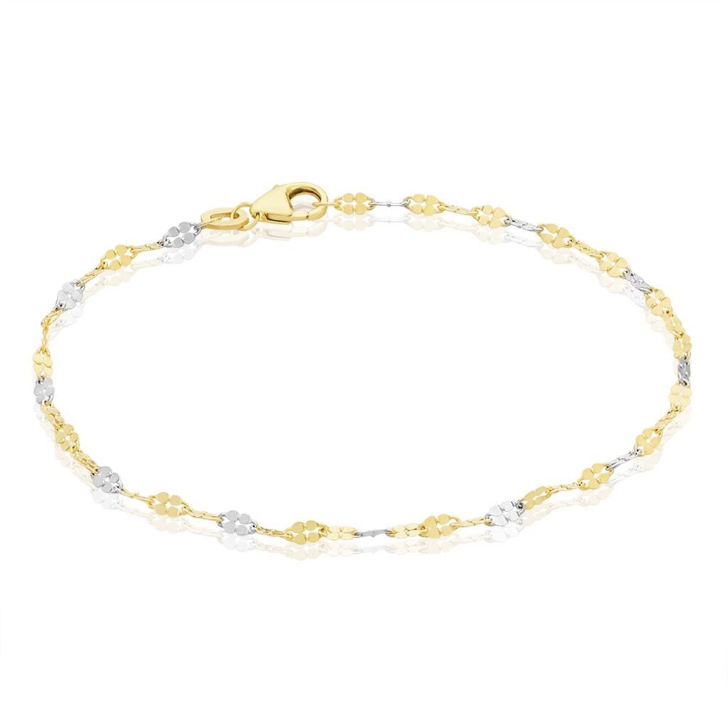 TIGERAUGE Damen Armband Gold Bicolor 375 (9 Karat), Armband ohne Stein