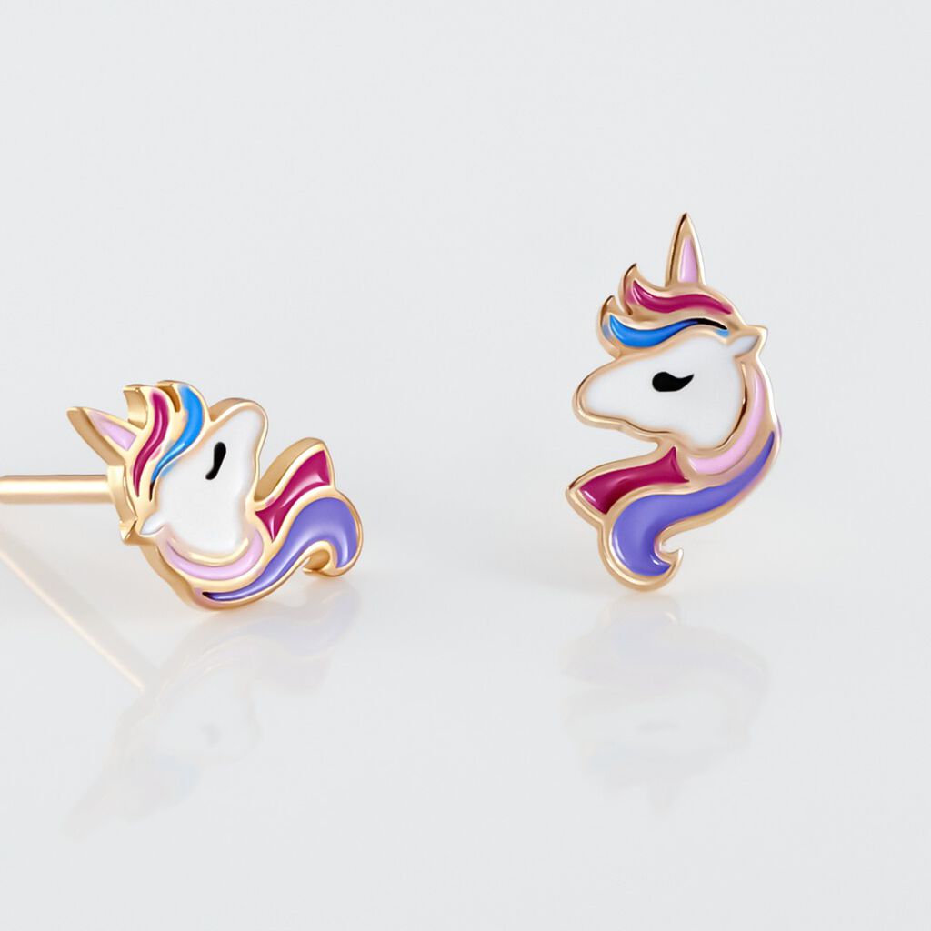 Kinder Ohrstecker 925 Silber Rosé vergoldet Einhorn Candice - Ohrstecker Kinder | OROVIVO