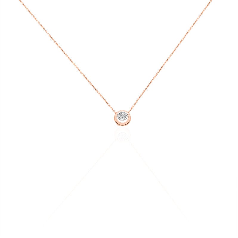ROSA Damen Collier Rosegold 375 (9 Karat) Diamant Wei&szlig; 0,05 ct Kreis - Halsketten Damen | OROVIVO