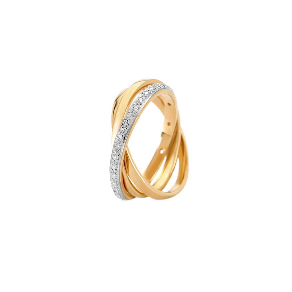 Damen Ring Vergoldet Zirkonia Wei&szlig;