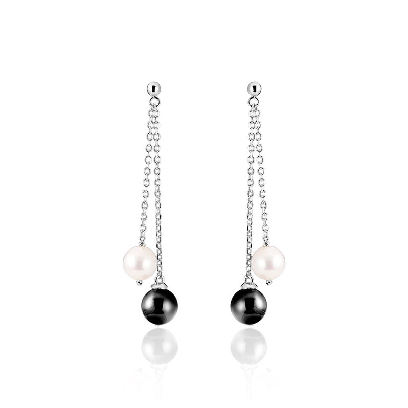 Boucles D'oreilles Pendantes Andrija Argent Céramique Et Perle - Spannringe Damen | OROVIVO