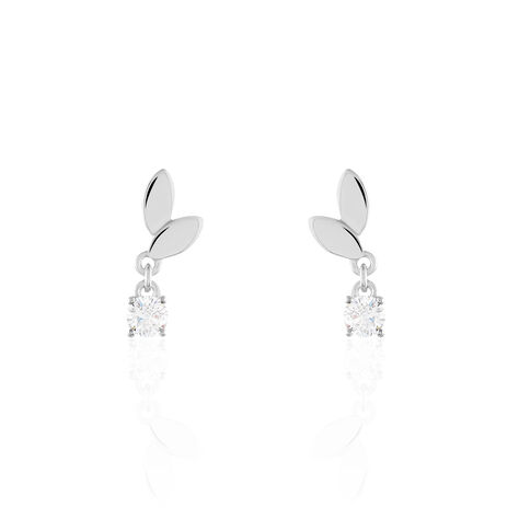 Damen Ohrstecker Silber 925 Zirkonia Wei&szlig; 0,97 ct Bl&uuml;tenblatt - Ohrstecker  | OROVIVO