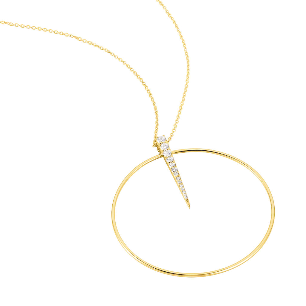 Damen Collier Silber vergoldet 925 Zirkonia Barren Kreis Rounded - Halsketten Damen | OROVIVO