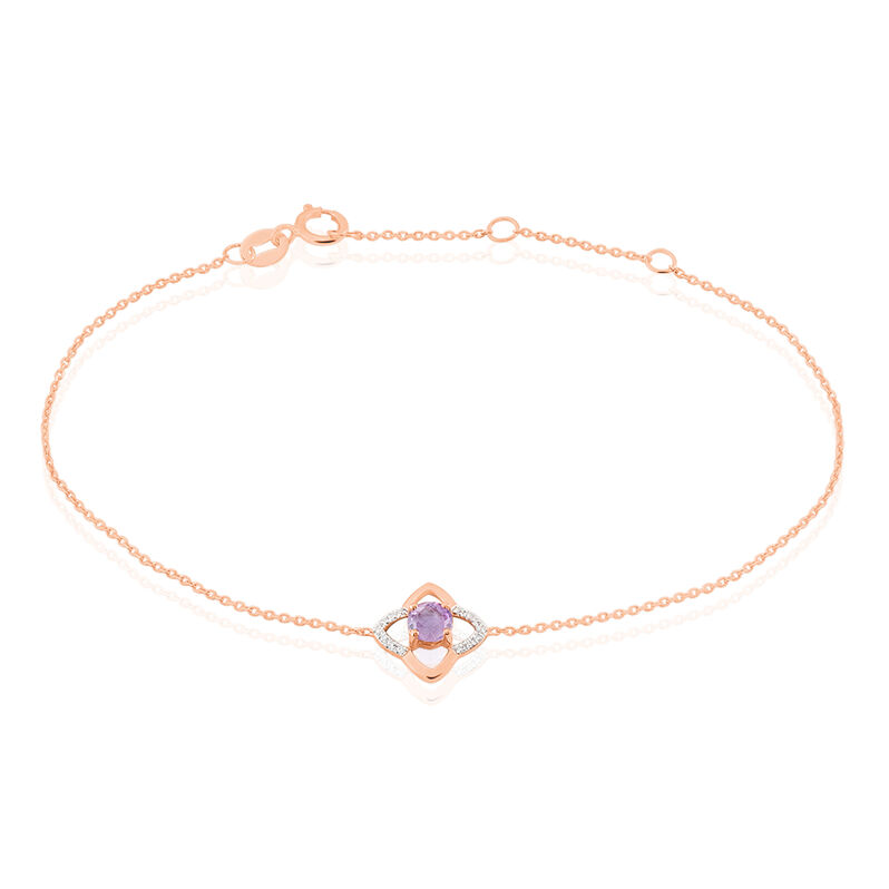 Bracelet Louna Or Rose Et Amethyste - Spannringe Damen | OROVIVO
