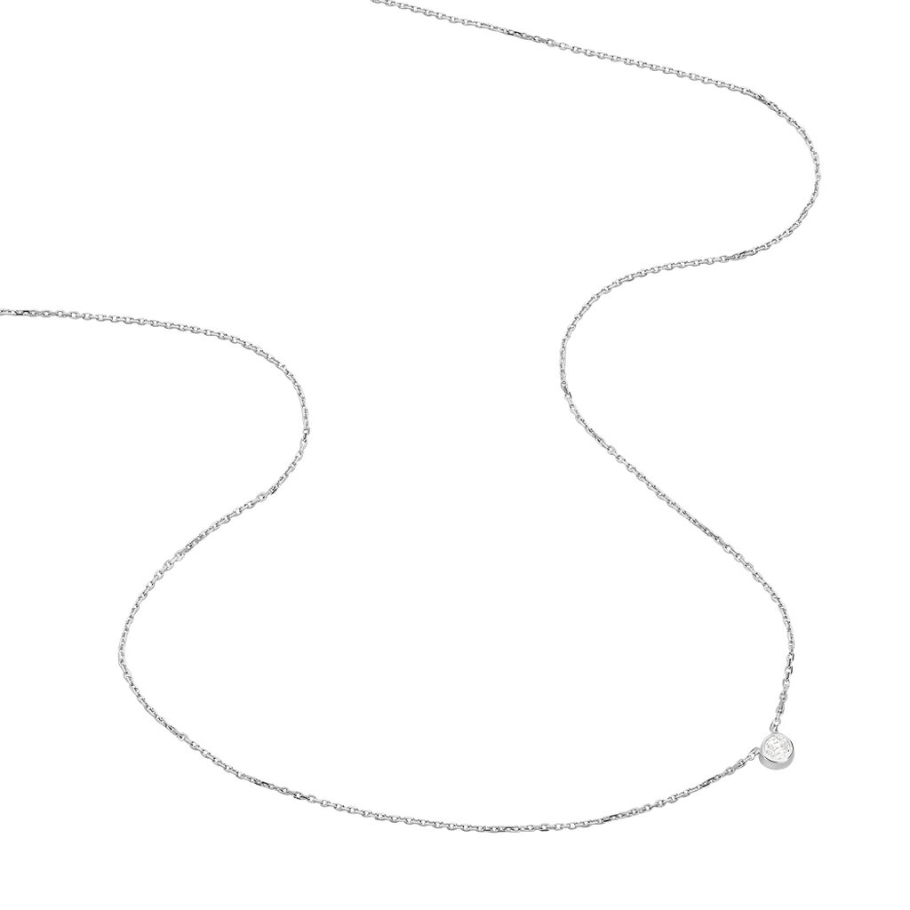 Delicate Damen Collier Wei&szlig;gold 375 (9 Karat) Diamant Wei&szlig; 0,05 ct Barren