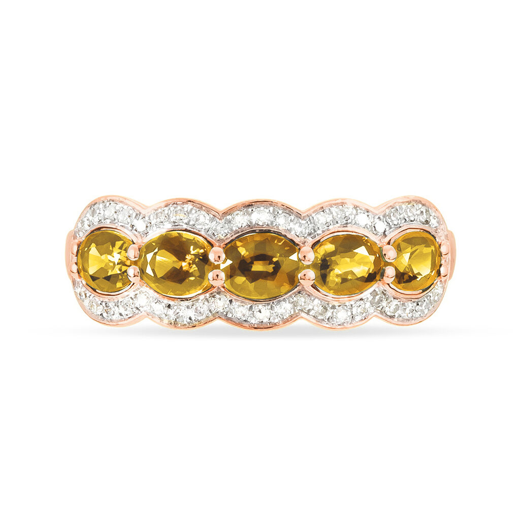 Bague Margaux Or Rose Citrine Et Diamant - Spannringe Damen | OROVIVO
