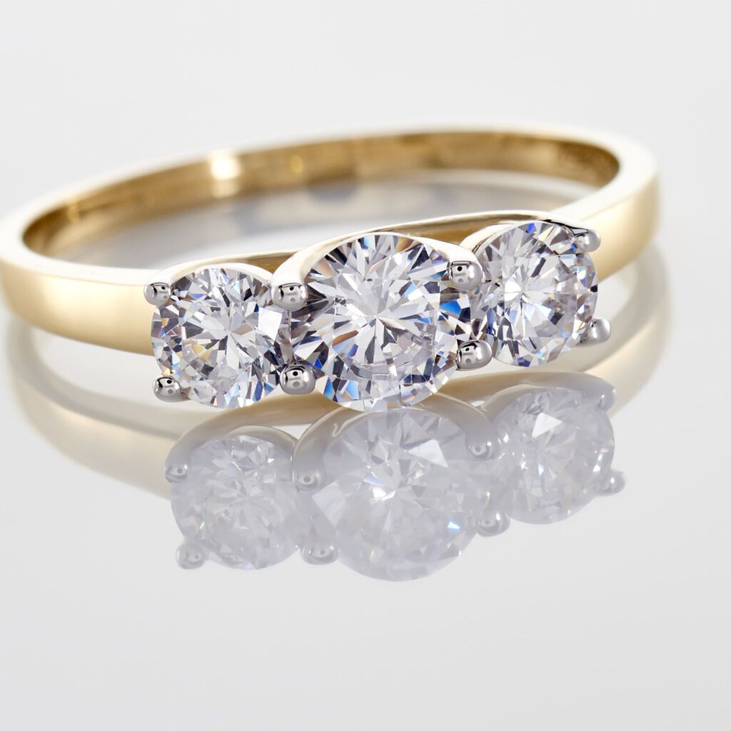 CAITLIN Damen Ring Gold 375 (9 Karat) Zirkonia Wei&szlig;