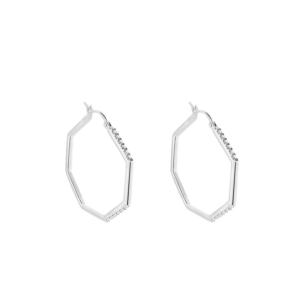 Damen Creolen Silber 925 Zirkonia Achteck Suri 32,00mm 1,90mm  - Creolen Damen | OROVIVO