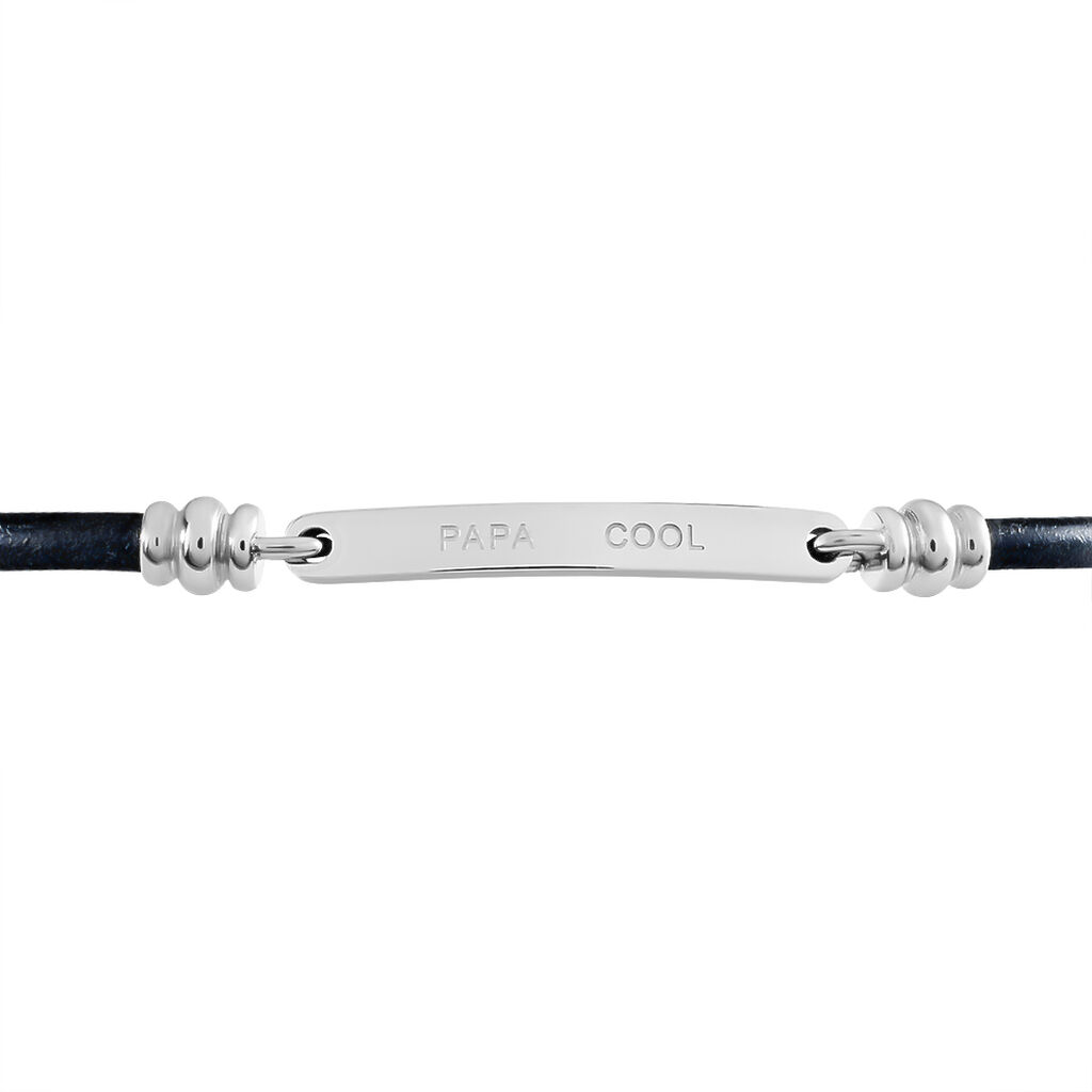 Bracelet Acier Gaspard Cuir Noir Message - Spannringe Herren | OROVIVO