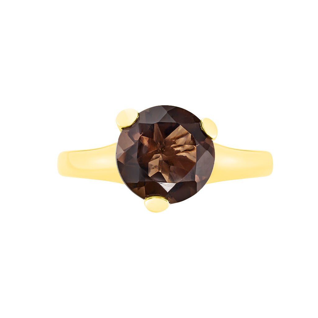 Damen Ring Gold 375 Quarz Kastanienbraun Hakko  - Solitärringe Damen | OROVIVO