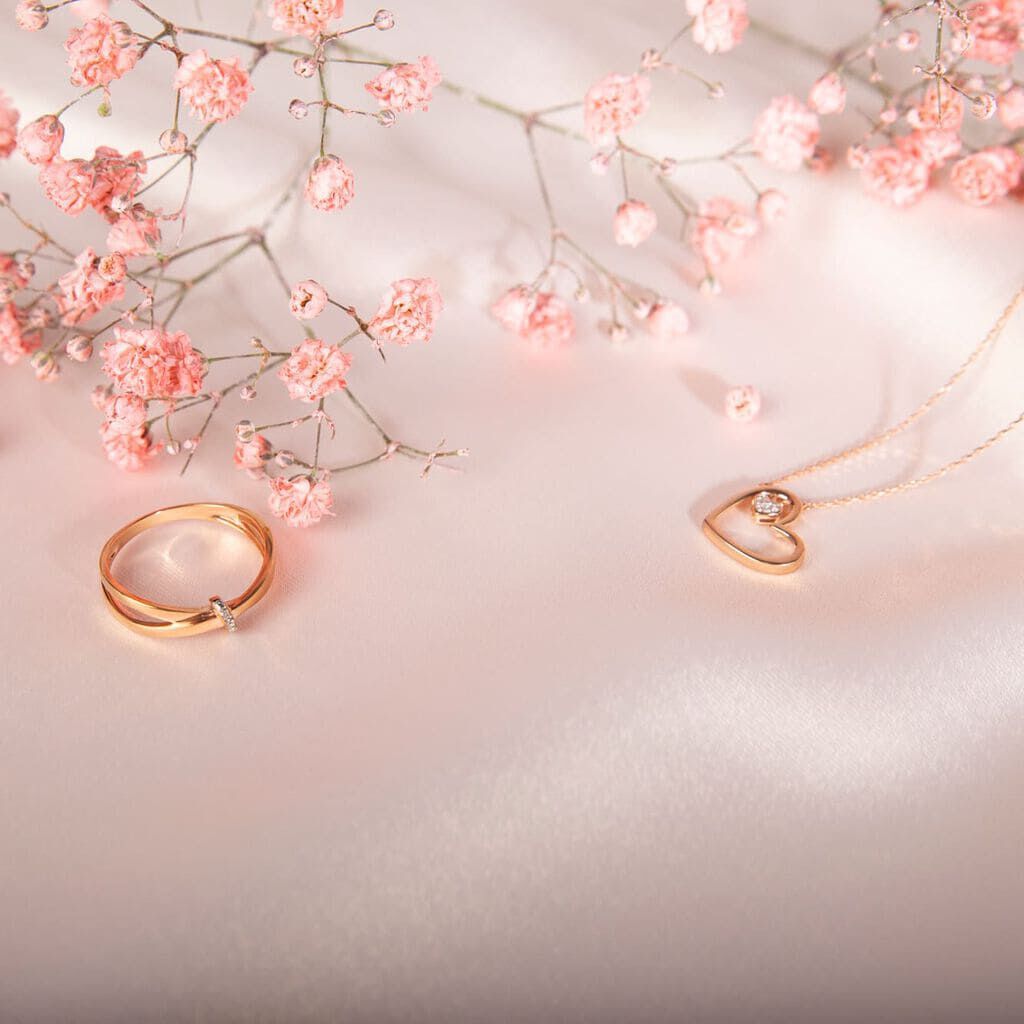 Damen Ring Rosegold 375 Diamant 0,01ct Knoten Ilvia  - Ringe mit Stein Damen | OROVIVO