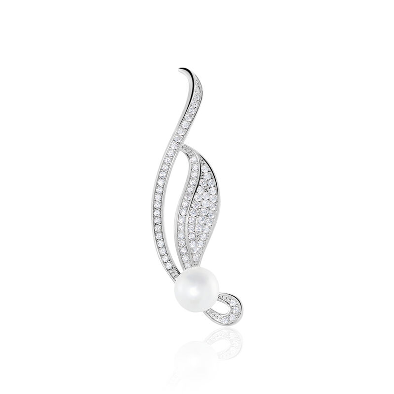 Broche Argent Rhodie Bergonia Perle Feuille Oxyde - Spannringe Damen | OROVIVO