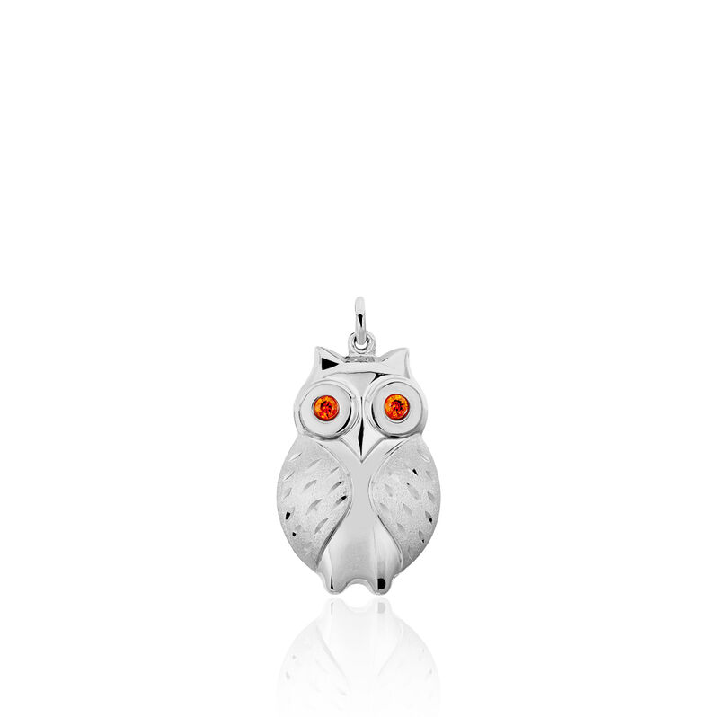 Anhänger Silber 925 Oranger Zirkonia Eule - Schmuckanhänger Damen | OROVIVO