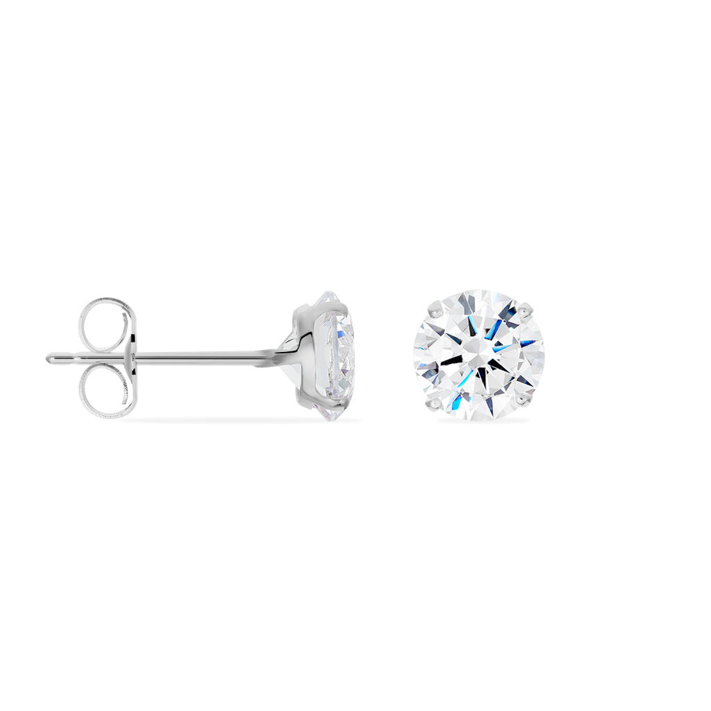 Damen Ohrstecker Weißgold 375 Zirkonia Krappe 4  - Ohrstecker Damen | OROVIVO