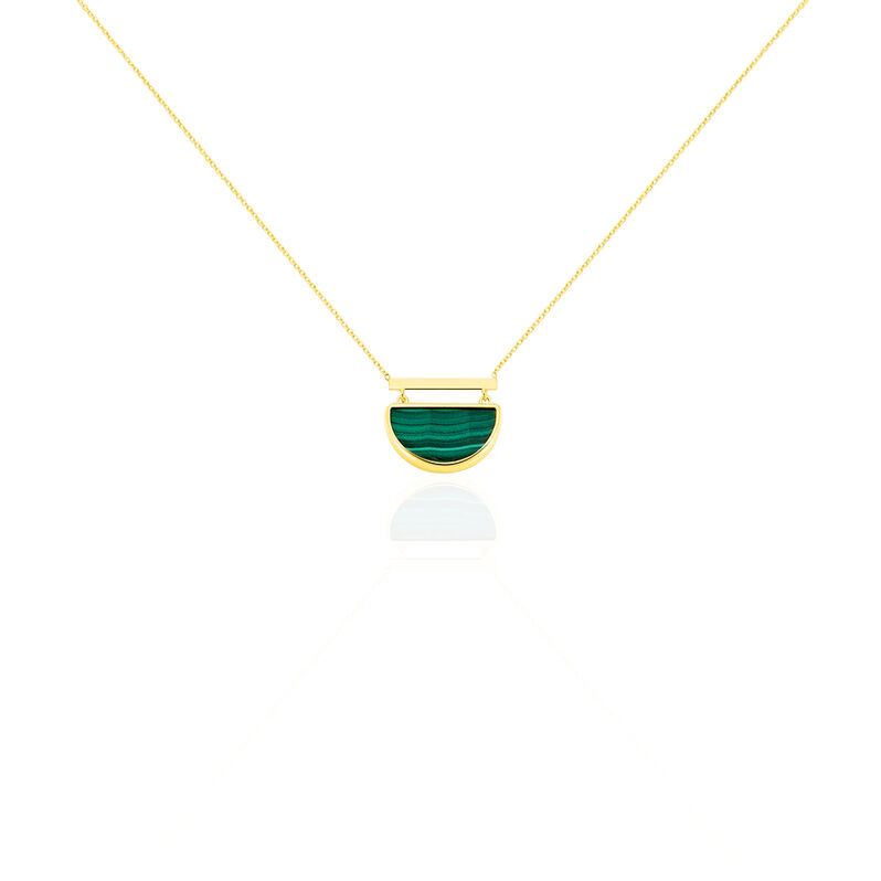 FLORECA Damen Collier Gold 375 (9 Karat) Malachit Grün Mond - Halsketten Damen | OROVIVO