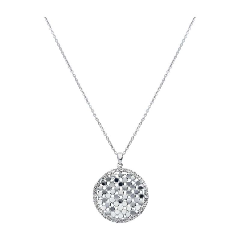 Girocollo con strass e pendente circolare in metallo rodiato color argento - Spannringe Damen | OROVIVO