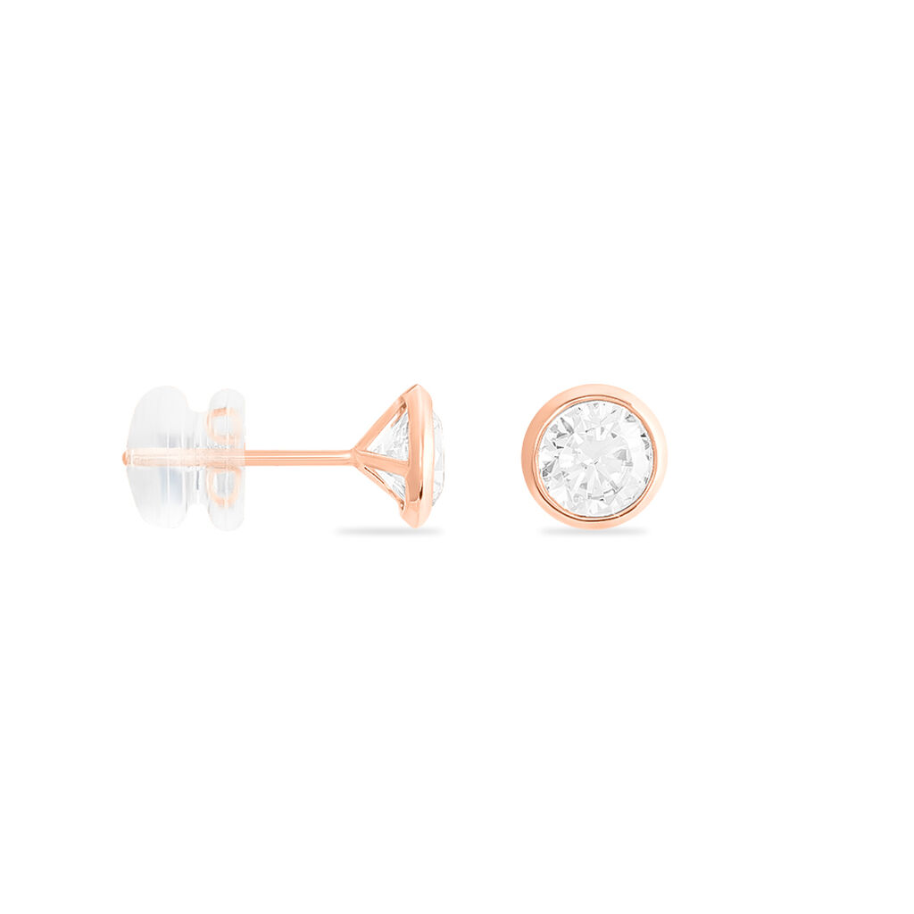 DARINA ZARGE Damen Ohrstecker Rosegold 375 (9 Karat) Zirkonia Wei&szlig; 1,66 ct