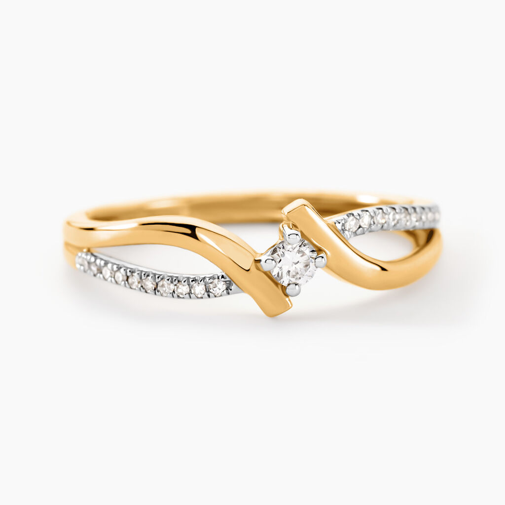 Bague Or Jaune Vague Semi Pavage Diamant - Spannringe Damen | OROVIVO