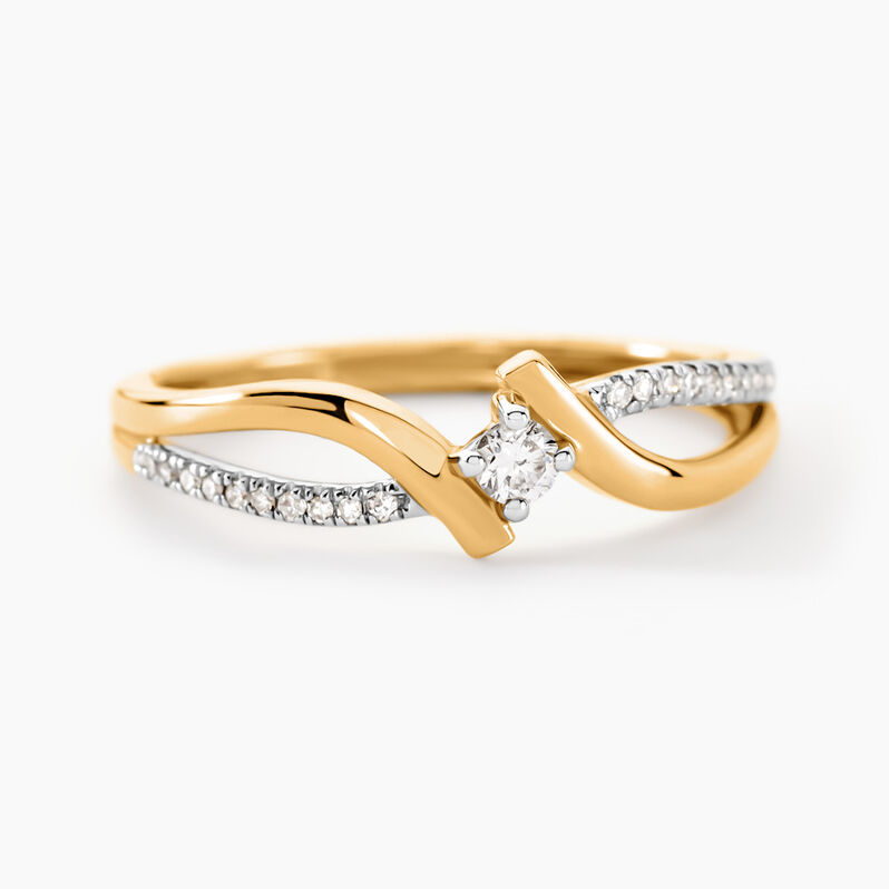 Bague Or Jaune Vague Semi Pavage Diamant - Spannringe Damen | OROVIVO