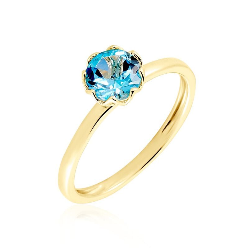 MILY Damen Ring Gold 585 (14 Karat) Topas Blau 1,02 ct - Solit&auml;rringe Damen | OROVIVO