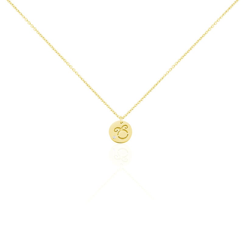 STERNZEICHEN 7 Damen Collier Silber vergoldet 925 Zirkonia Wei&szlig; 0,04 ct Stier - Halsketten Damen | OROVIVO