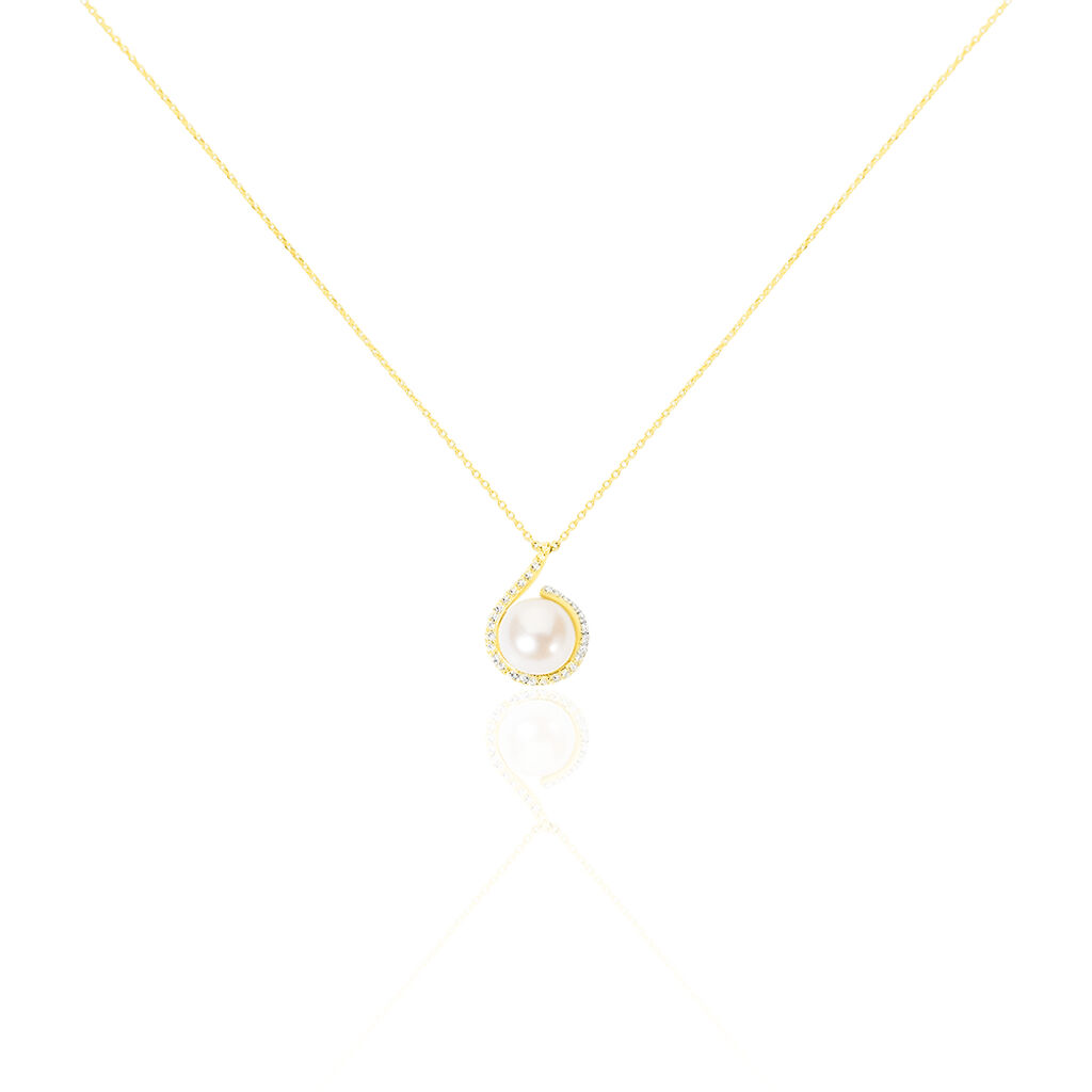 Collier Lucinda Or Jaune Perle De Culture Et Oxyde De Zirconium - Spannringe Damen | OROVIVO
