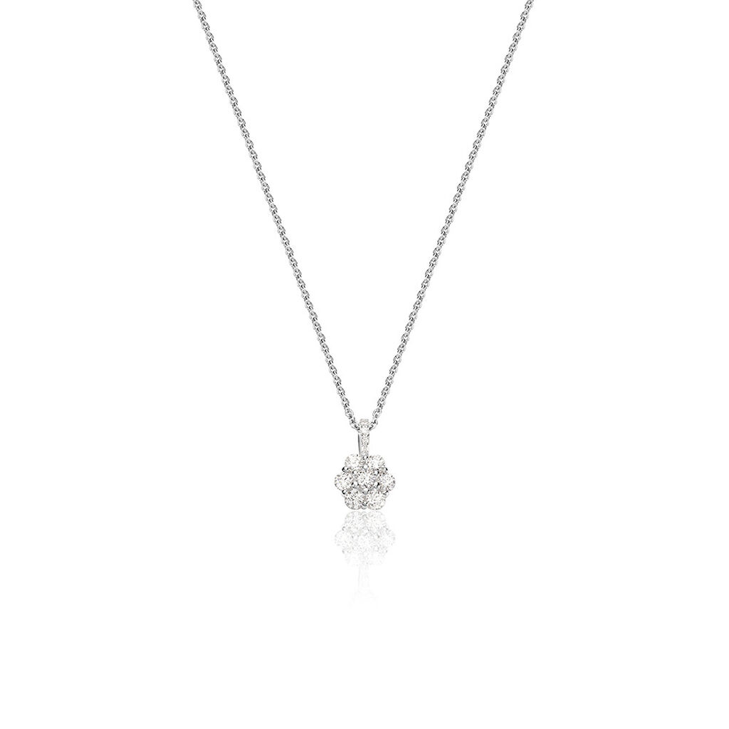 JAMILA Damen Collier Silber 925 Zirkonia Wei&szlig; Blume