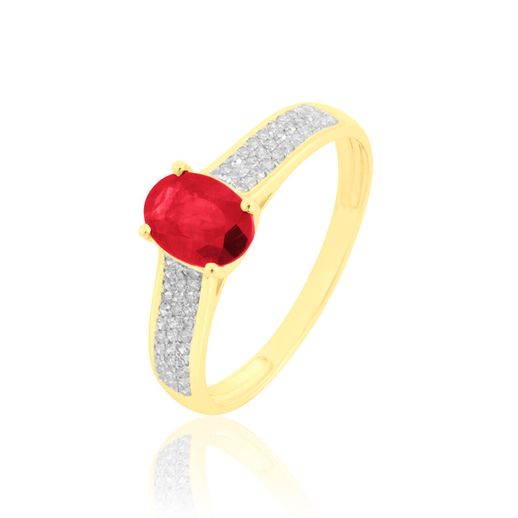 Bague Crista Or Jaune Rubis Et Diamant - Spannringe Damen | OROVIVO