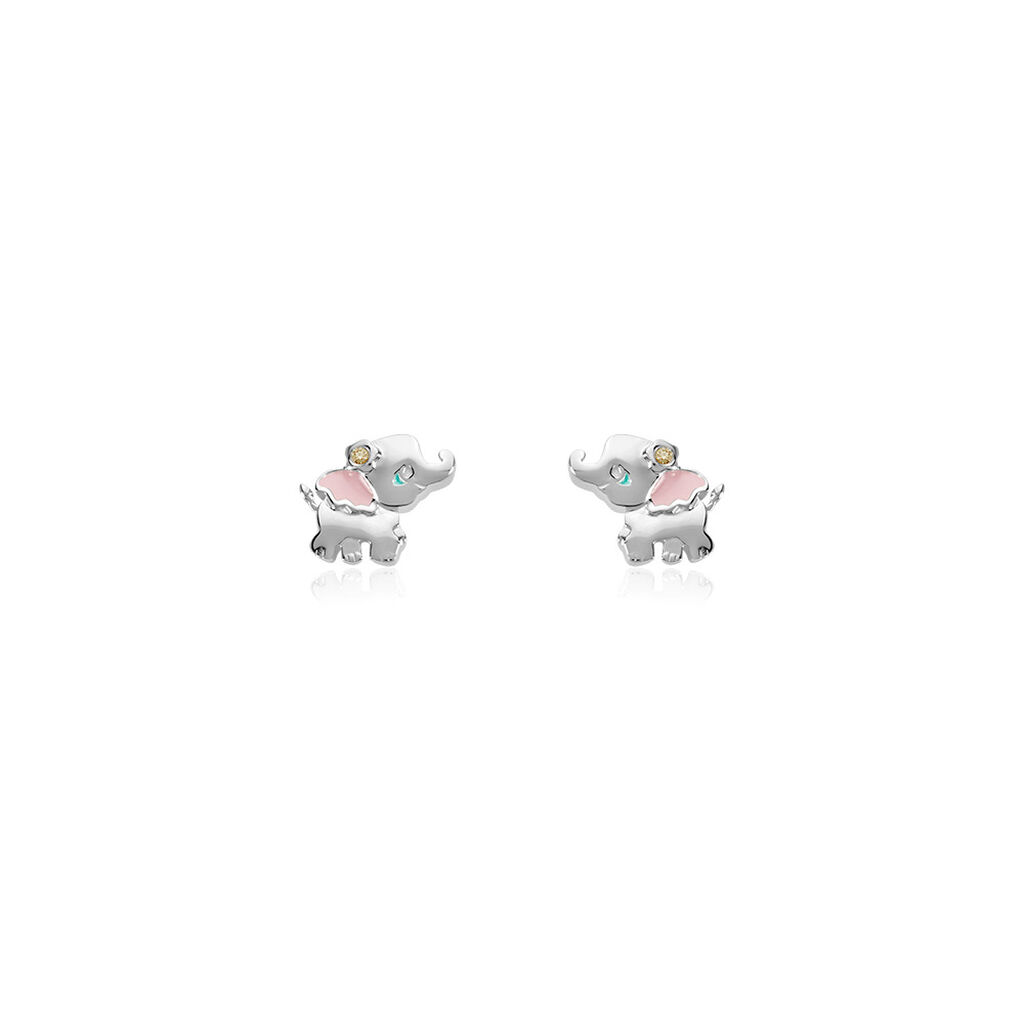 ELEFANT Kinder Ohrstecker Silber 925 Zirkonia Weiß Elefant, Ohrstecker mit Stein