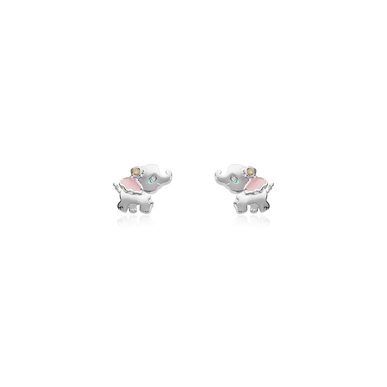 ELEFANT Kinder Ohrstecker Silber 925 Zirkonia Weiß Elefant - Ohrstecker Kinder | OROVIVO