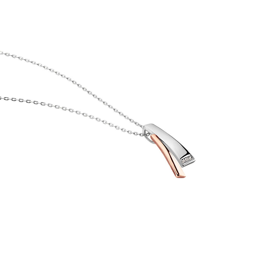 Damen Collier Silber Bicolor Silber/Roségold 925 Zirkonia Ginna - Halsketten Damen | OROVIVO